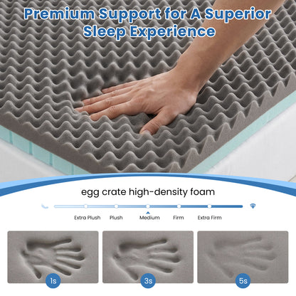 MARNUR 2" Egg Crate Cooling Gel Memory Foam Mattress Topper Twin Size, Breathable Bed Topper Reversible Soft & Firm for Pressure Relief and Back Pain, 38"x75"
