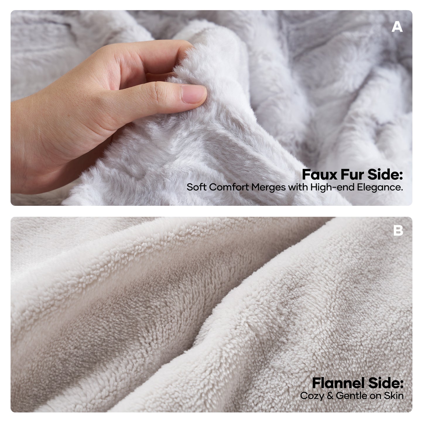 MARNUR Electric Blanket Heated Throw Extra Large Size 50"x72", Soft Faux Fur Heated Blanket with 10 Heating Levels, 4 Hours Timer, ETL Certification, Gray