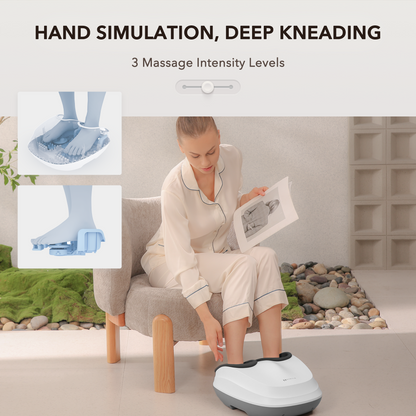 MARNUR Shiatsu Foot Massager with Heat, Air Compression, Deep Kneading Massage up to Size 12, White