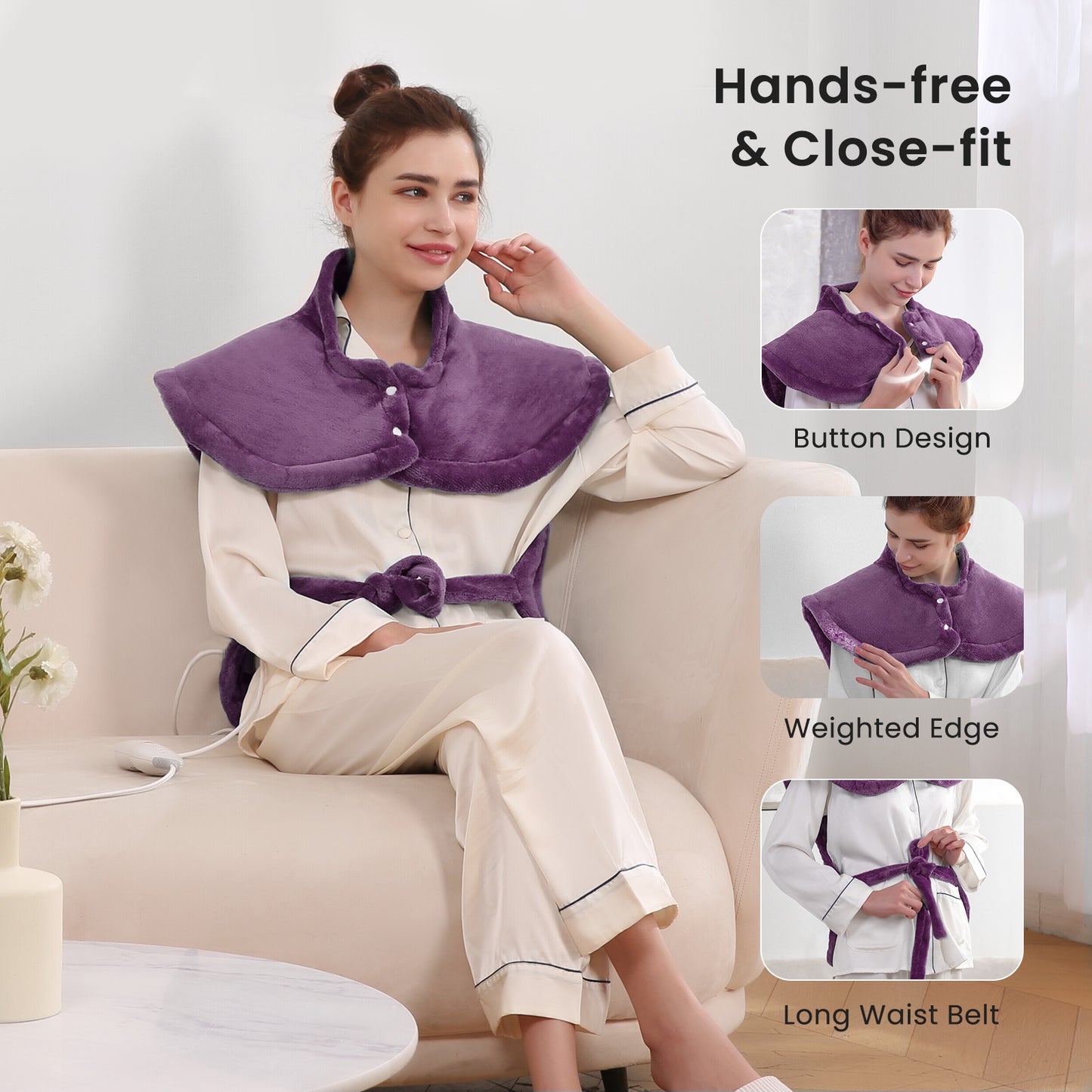MARNUR Large Heating Pad for Back and Shoulder, 24"x33" with 4 Heat Settings 2H Auto-off - Purple