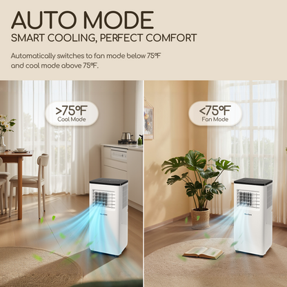 10000 BTU Portable Air Conditioner with Remote, Cools up to 450 Sq.ft - White