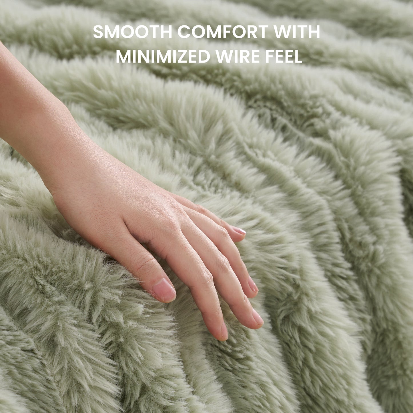 MARNUR Electric Throw Blanket 50"x60", Faux Fur Heated Throw, 6 Heating Levels, 4 Hours Timer - Green