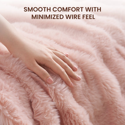 MARNUR Electric Throw Blanket 50"x60", Faux Fur Heated Throw, 6 Heating Levels, 4 Hours Timer - Pink