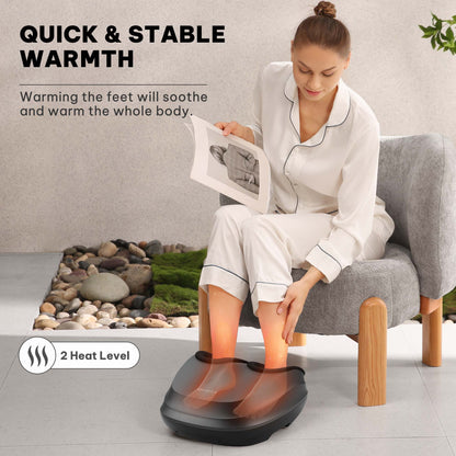 MARNUR Shiatsu Foot Massager with Heat, Air Compression, Deep Kneading Massage for Muscle Relief up to Size 12, Dark Gray