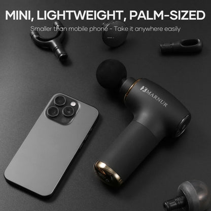 MARNUR Mini Massage Gun with Brushless Motor Portable Handheld Deep Tissue Massager, Light & Palm-sized & Quiet, Black