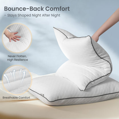MARNUR Bed Pillows Hotel Collection Luxury Down Alternative Pillow for Beds 2 Pack, Medium Support for Side & Back Sleepers with Premium Pillowcases, 28"x18"