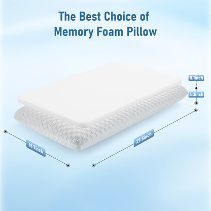 MARNUR Cooling Memory Foam Pillow for Bed, Adjustable High-Support Layer, Dual-Sided Pillowcase, Checkered Pattern, 27.5" x 15.7"-2 Pack