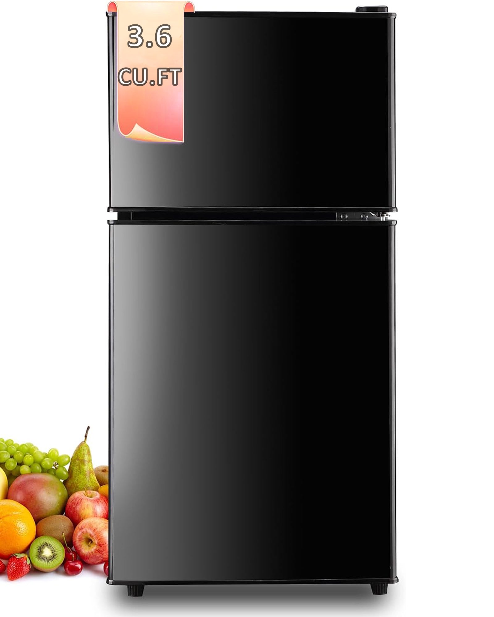 Load image into Gallery viewer, Mini Fridge with Freezer 3.6 Cu.Ft Two-Door Compact Refrigerator for Dorm, Office, Bar, RV, Bedroom, Dark Gray
