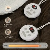 MARNUR Electric Heated Blanket Queen Size 84''x90'', Fast Heating with Dual Controllers, 10 Heating Levels, 10H Timers, Preheat Function - Brown