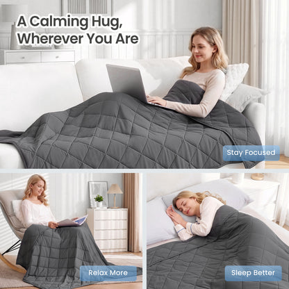 MARNUR Weighted Blanket for Adults 15lbs, 48" x 72" Twin Size Heavy Blanket, Cooling & Breathable with Premium Glass Beads, Soft Cozy Weighted Blanket for Sleep, Machine Washable