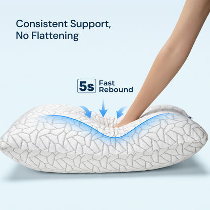 MARNUR Cooling Shredded Memory Foam Pillow Queen Set of 2, Adjustable Bamboo Shredded Pillow for Side, Back & Hot Sleepers