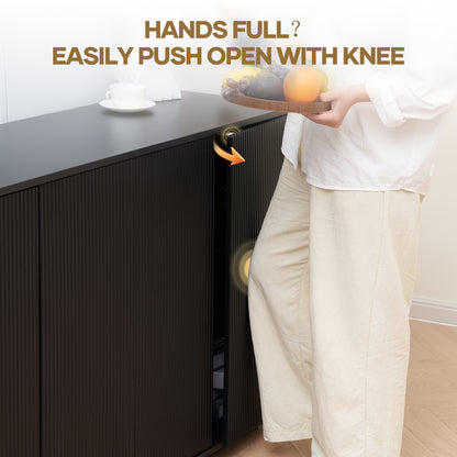 MARNUR Sideboard Buffet Cabinet, Storage Cabinet 55"W with Adjustable Shelves, Anti-Tip, Easy Clean Top, Stylish Wave Style, Black