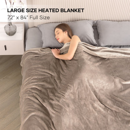 MARNUR Electric Blanket 72" x 84" Full Size Heated Blanket, Fast Heating, 4 Heating Levels, 10H Auto-off, Machine Washable - Linen