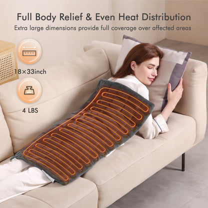 MARNUR 18"x33" Weighted Heating Pad for Full Body Relief, 4lb ExtraWeight, 6 Heat Levels, 2H Auto-off, Gray