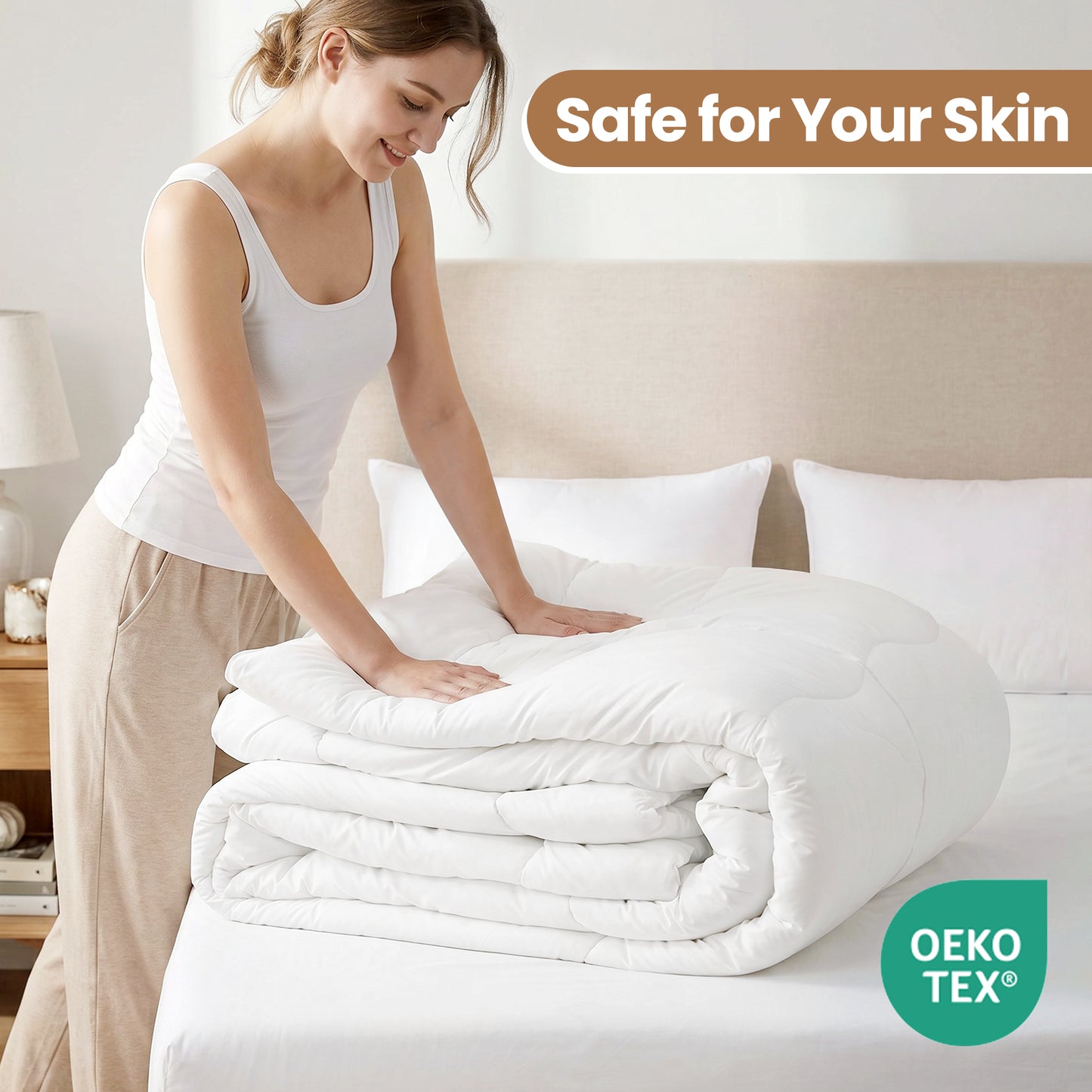 MARNUR Luxury Comforter Duvet Insert Twin Size, 300GSM All Season Down Alternative, Hotel Cooling Quilted Comforters with 8 Tabs, Machine Washable 64" x 88"