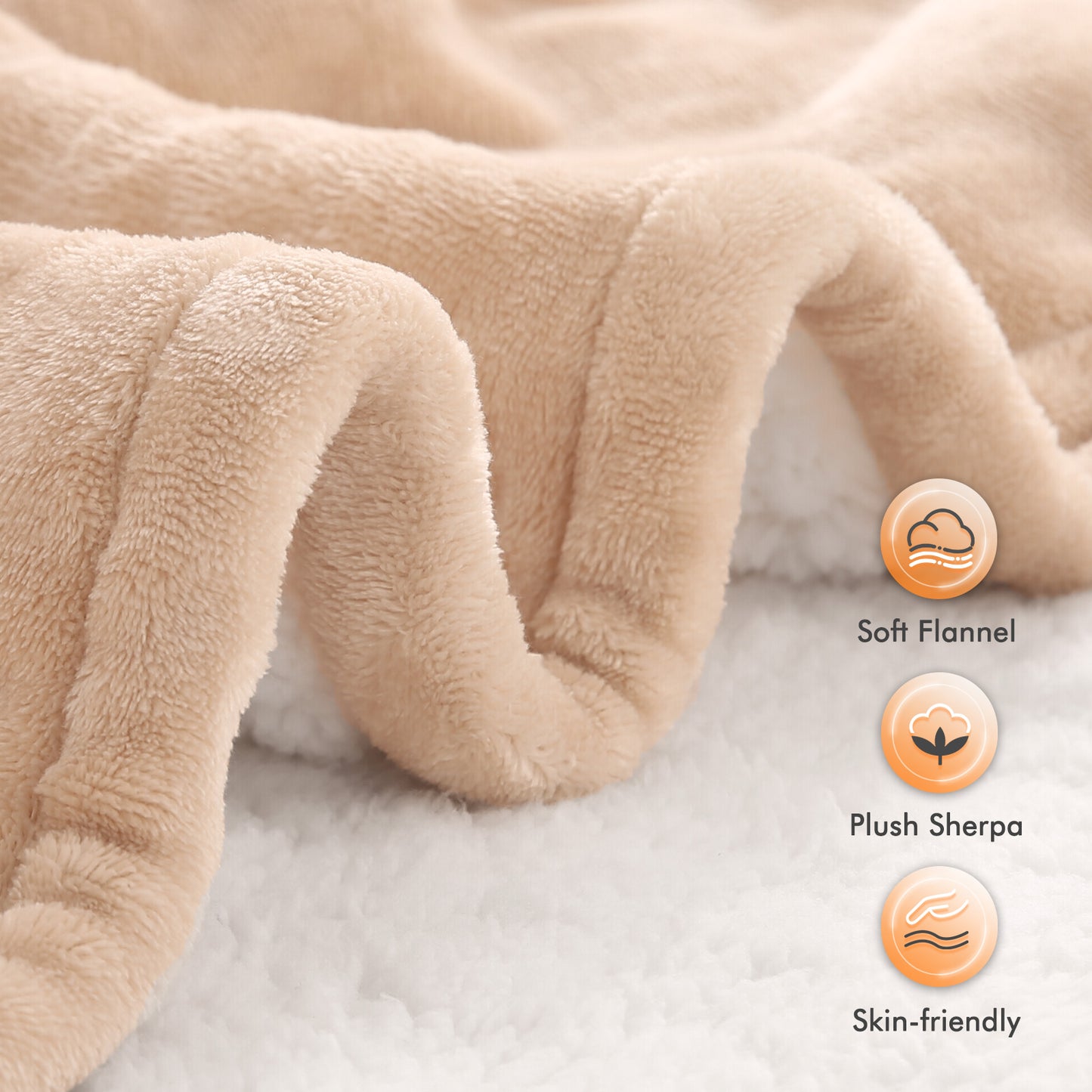 MARNUR Electric Heated Blanket Queen Size 84"x90", Fast Heating with 2 Separate Controllers, 6 Heating Levels, 8H Auto-off, Machine Washable - Beige