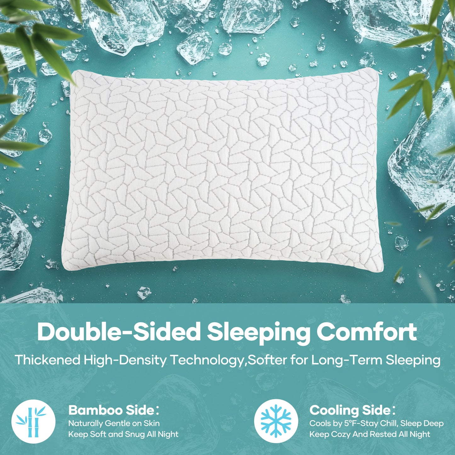 MARNUR Memory Foam Pillows for bed Queen Size, Height Adjustable Cooling Pillows for All Sleepers with Extra Shredded Foam, Dual-Sided Pillow Cover,2-Pack