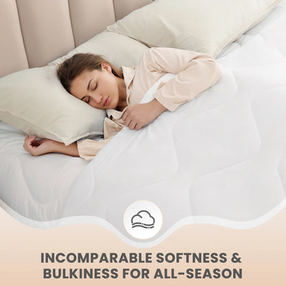 MARNUR All Season Comforter Queen Size, Cooling Quilted Duvet Insert, Down Alternative Comforter- White