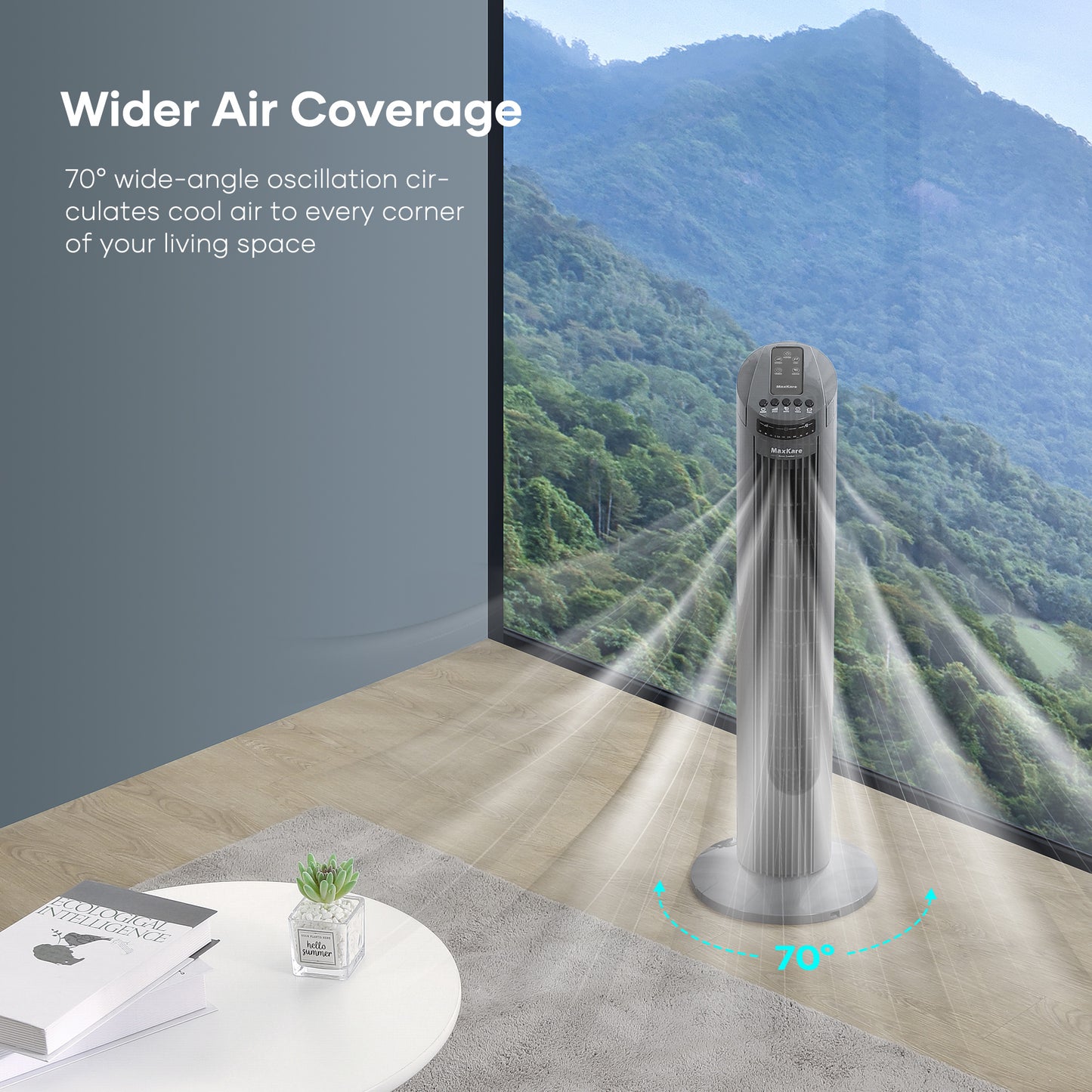 Tower Fan 30 in Oscillating Quiet Fan with Remote, 3 Modes & 3 Speeds, 7.5H Timer, 70° Oscillation for Bedroom Home Office