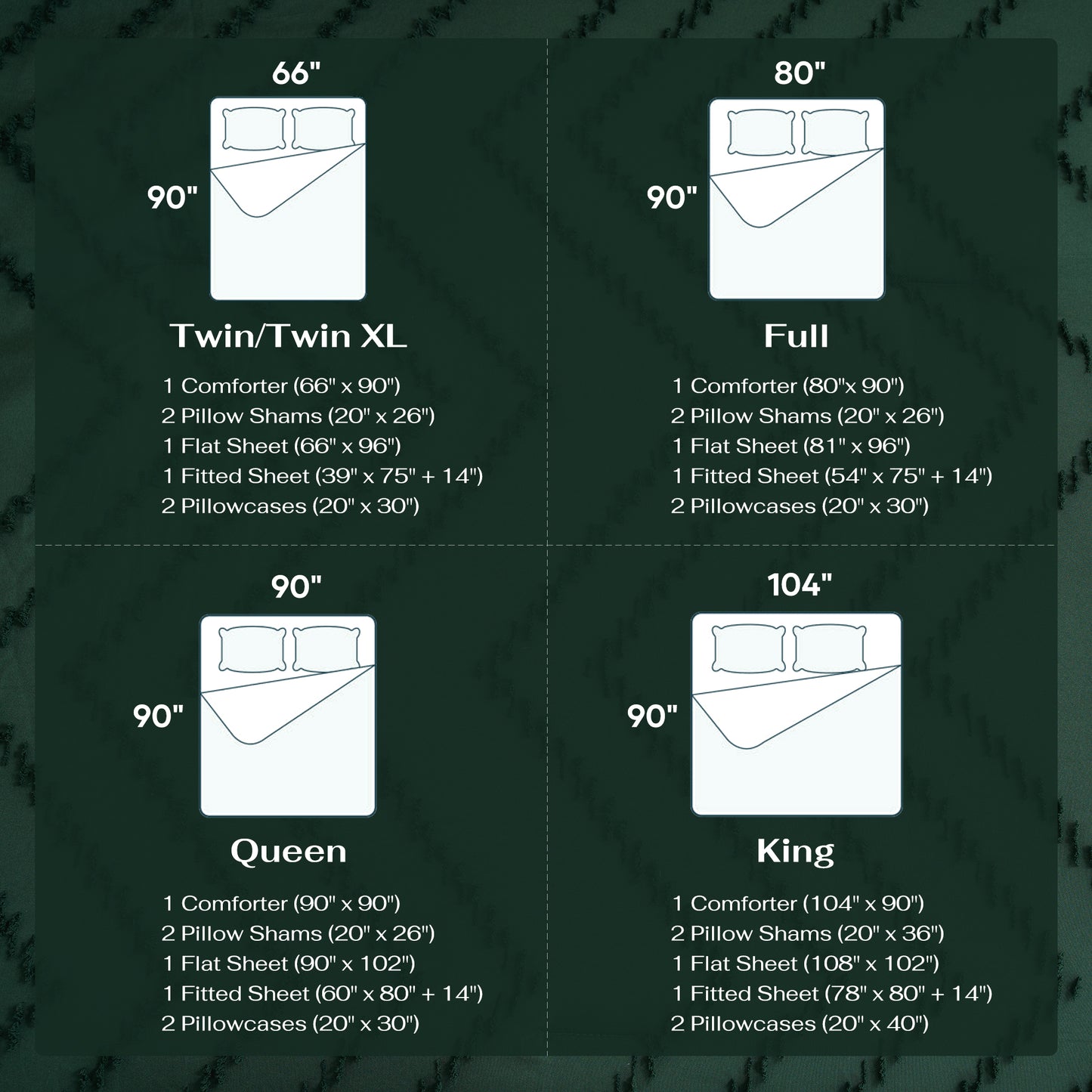 MARNUR Comforter Set Queen Size, 7 Pieces Boho Tufted Bed in a Bag Prewashed Cotton-Like Soft Bedding Set with Comforter, Sheets, Pillowcases & Shams, Emerald Green