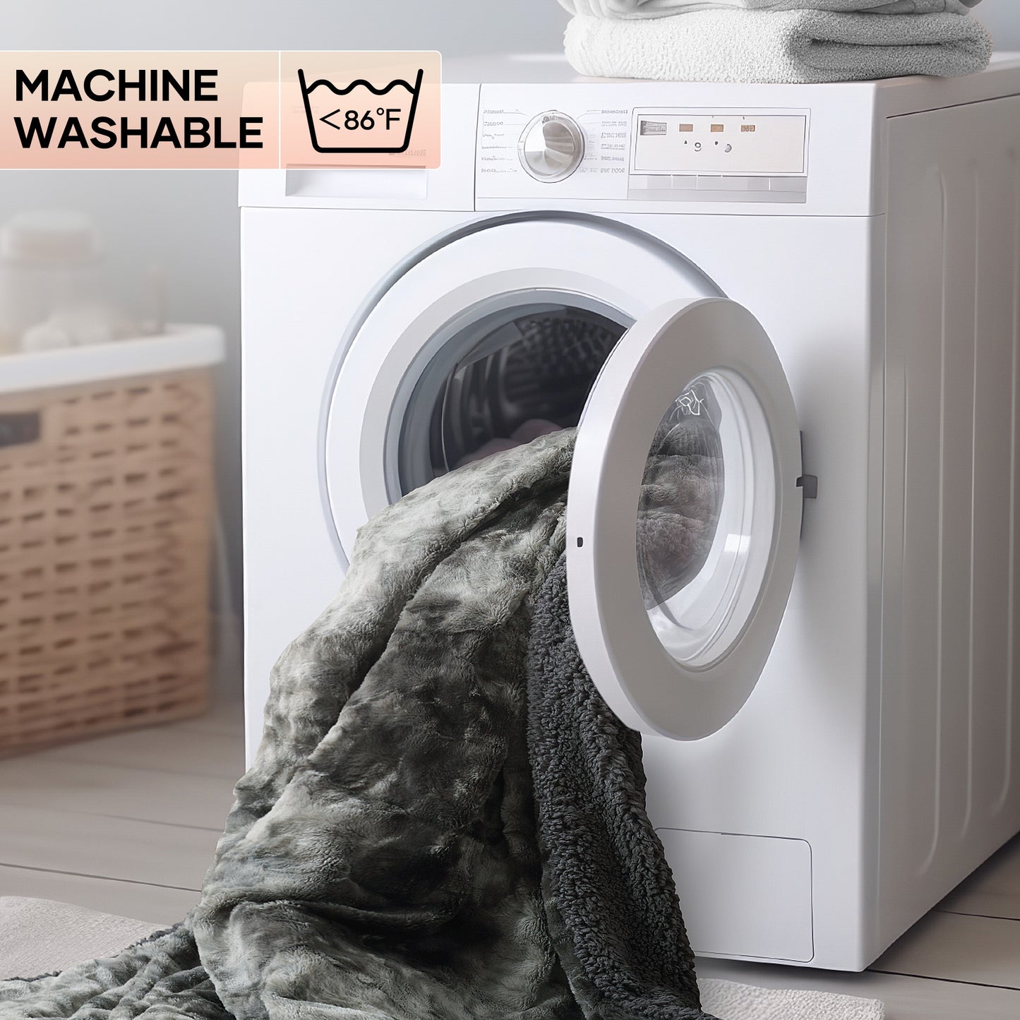 MARNUR Electric Throw Blanket 50" x 60", Soft Faux Fur Heated Blanket with Large LED Display, 6 Heating Levels, 4 Hours Timer, Machine Washable - Tie-dye Gray