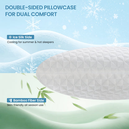 MARNUR Gel Memory Foam Pillow for Bed, Adjustable Height Bed Pillow with 0.8" Removable Insert, Cooling Pillow for Side, Back, Hot Sleepers, Queen Size 2 Pack