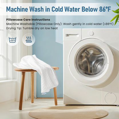 MARNUR Adjustable Memory Foam Pillow for Bed, Cooling Pillow with Extra Height Pad, Dual-Sided Pillowcase for Side, Back & Stomach Sleepers, 27.5" x 15.7"