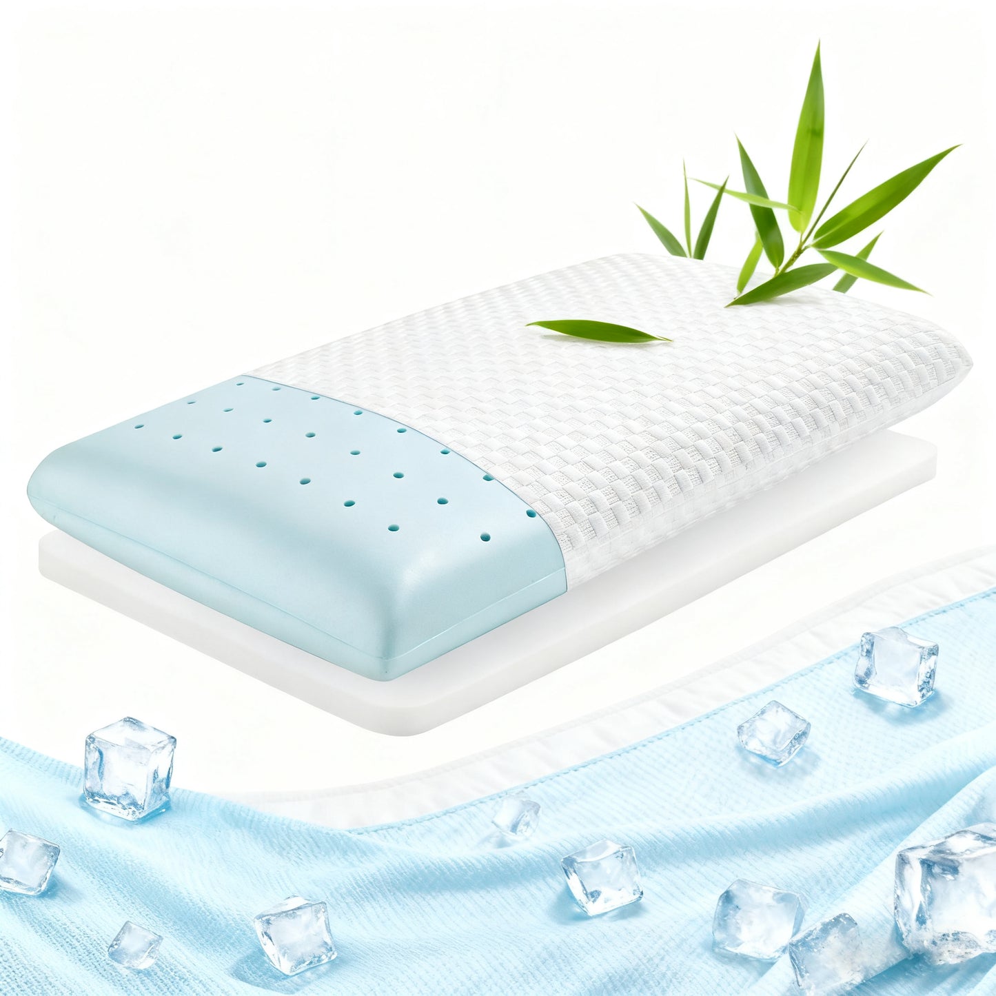 MARNUR Adjustable Memory Foam Pillow for Bed, Cooling Pillow with Extra Height Pad, Dual-Sided Pillowcase for Side, Back & Stomach Sleepers, 27.5" x 15.7"