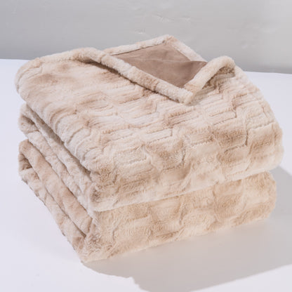 Electric Throw Blanket 50" x 72",faux fur, 10 Heating Levels, 4 Hours Timer - Brown