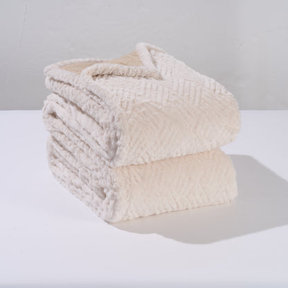 Electric Blanket 72" x 84" Full Size, Jacquard Faux Fur, for Couch, Bed, Soft, Warm, Lightweight - Beige