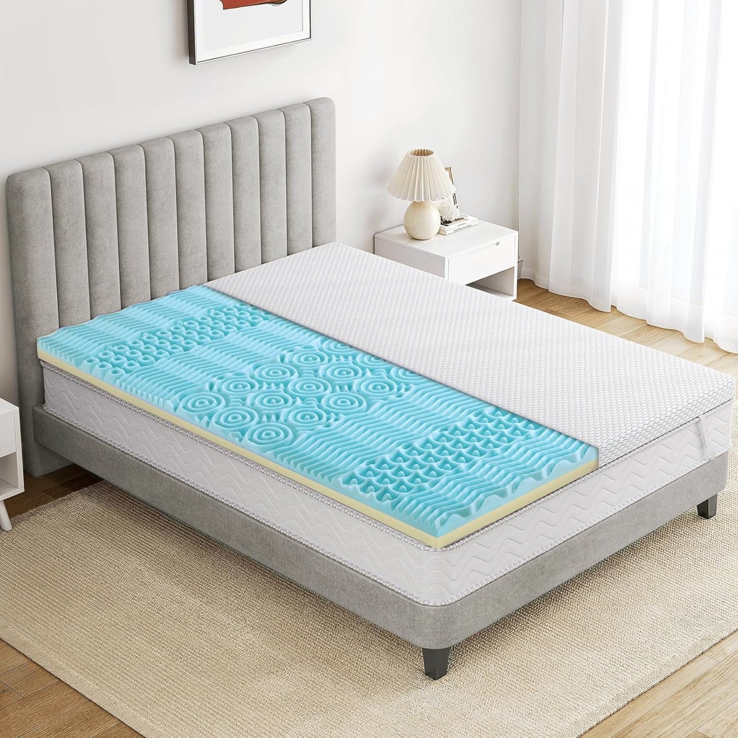 MARNUR 3" Gel Memory Foam 7-Zone Mattress Topper, Full Size