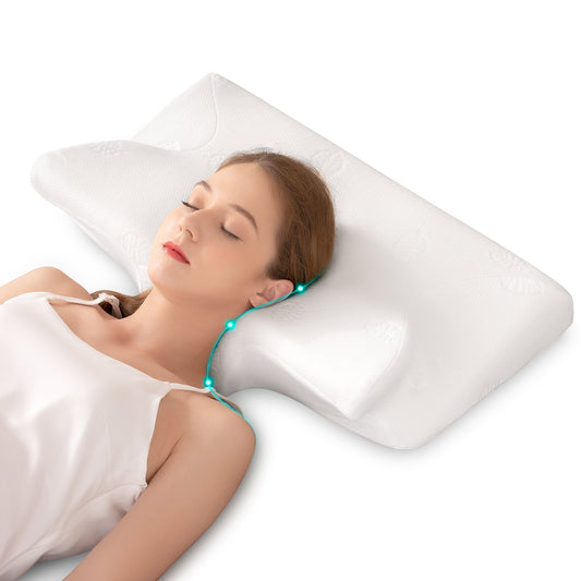 MARNUR Cervical Pillow Memory Foam Orthopedic Pillow for Neck Pain Sleeping Side & Back & Stomach Sleeper with White Pillowcase