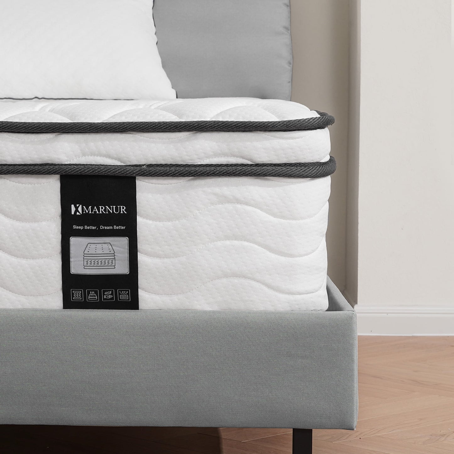 MARNUR 12" Queen Medium Firm Euro Top Hybrid Mattress