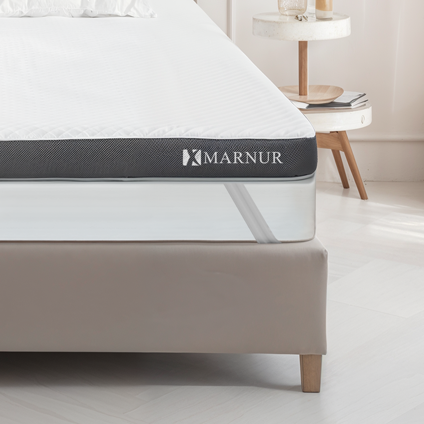 MARNUR 3" Mattress Topper, Gel Memory Foam Mattress Topper with Removable and Washable Cover, No-Slip Design, King Size