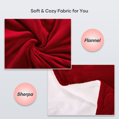 MARNUR Red and White Flannel and Sherpa Electric Blanket 50 x 60 Inches