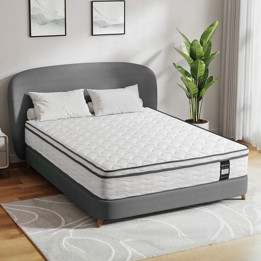 MARNUR 12in King Hybrid Mattress with Cooling Gel Memory Foam, Medium Firm Support, Pressure Relief, White