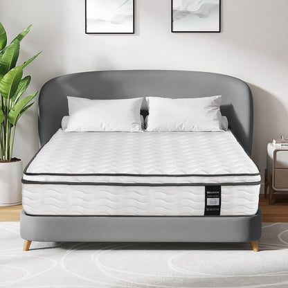MARNUR 12" Queen Medium Firm Euro Top Hybrid Mattress