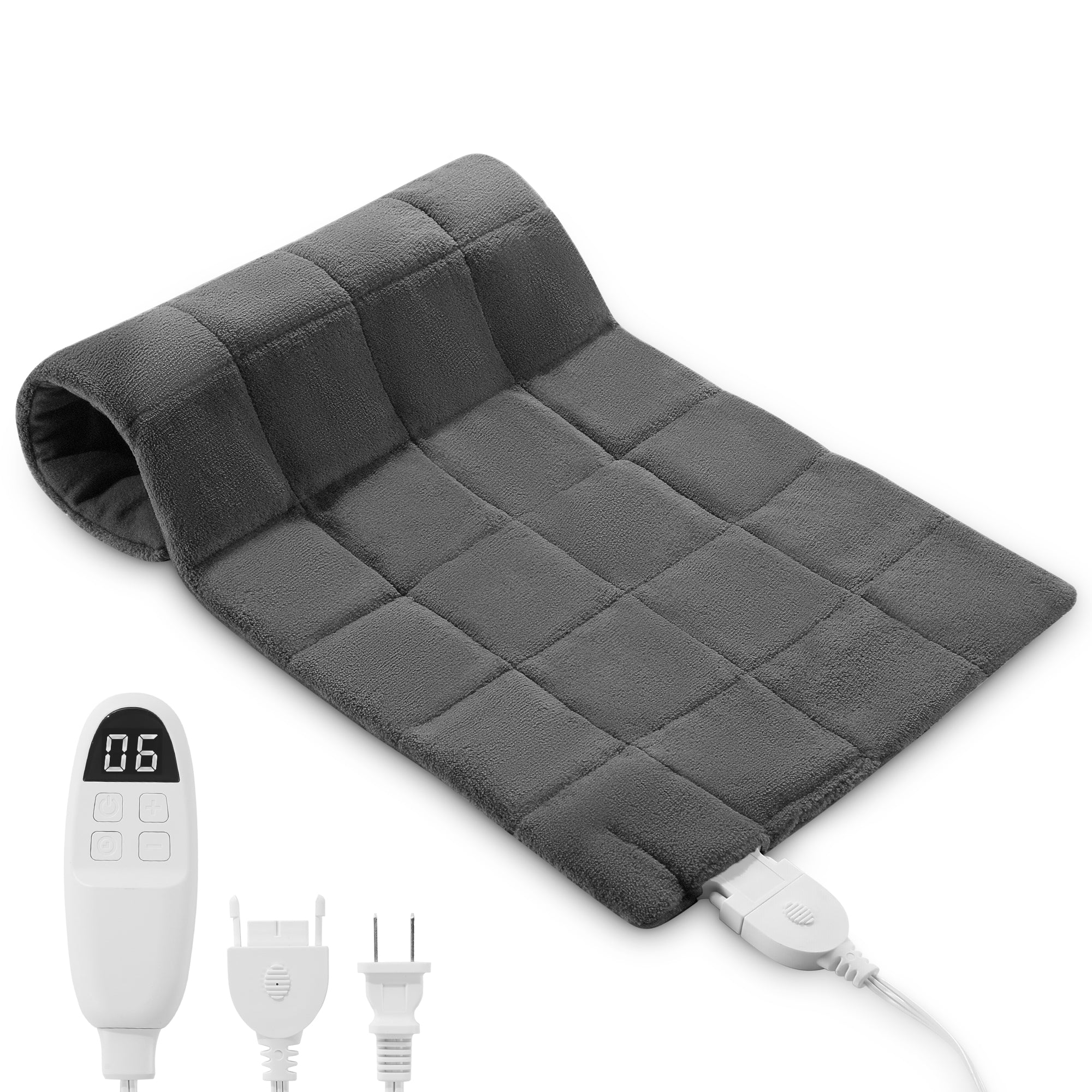 Load image into Gallery viewer, MARNUR 12&quot;x24&quot; Weighted Heating Pad for Back Pain Relief, 2.6lb Extra Weight, 6 Heat Levels, 2H Auto-off, Gray
