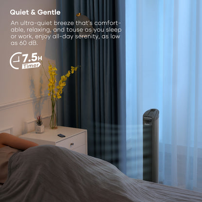 Tower Fan 30 in Oscillating Quiet Fan with Remote, 3 Modes & 3 Speeds, 7.5H Timer, 70° Oscillation for Bedroom Home Office