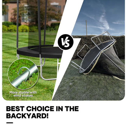 MARNUR 8 FT Trampoline for Kids Outdoor Fitness Trampoline with Enclosure Net, Spring Cover, Ladder for Kids