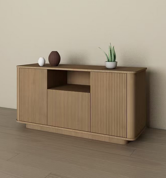 MARNUR Sideboard Buffet Cabinet with Storage and Shelves,  Natural Oak