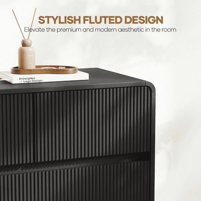 MARNUR 7 Drawer Dresser for Bedroom, Wooden Chest of Drawers for Closet, with Wide Top, Smooth Glides, for Living Room, Hallway, Kids Room, Black