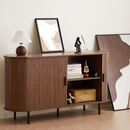 MARNUR Sideboard Buffet Cabinet 55" Storage Cabinet with 2 Sliding Tambour Doors, Adjustable Shelves for Office, Bedroom, Hallway, Entryway