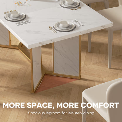 MARNUR 71" Modern Kitchen Rectangular Dining Table for 4-8 Person, Heavy Duty Metal Leg, Faux Marble Top (Only Table)