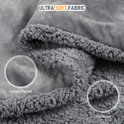 MARNUR Heated Car Blanket, Electric Throw Blanket with Car Charger, Flannel & Shu Velvet for Home & Car Use, 59" x 43”, Gray