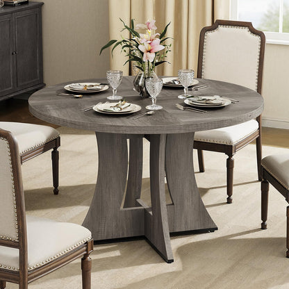 Round Dining Table for 4-6 Person, 47.24 Inch Kitchen Table Modern American Style, Wooden Dinner Room Table for Home Dining Room Kitchen Living Room, Gray (Only Table)