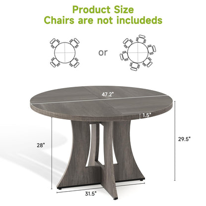 Round Dining Table for 4-6 Person, 47.24 Inch Kitchen Table Modern American Style, Wooden Dinner Room Table for Home Dining Room Kitchen Living Room, Gray (Only Table)