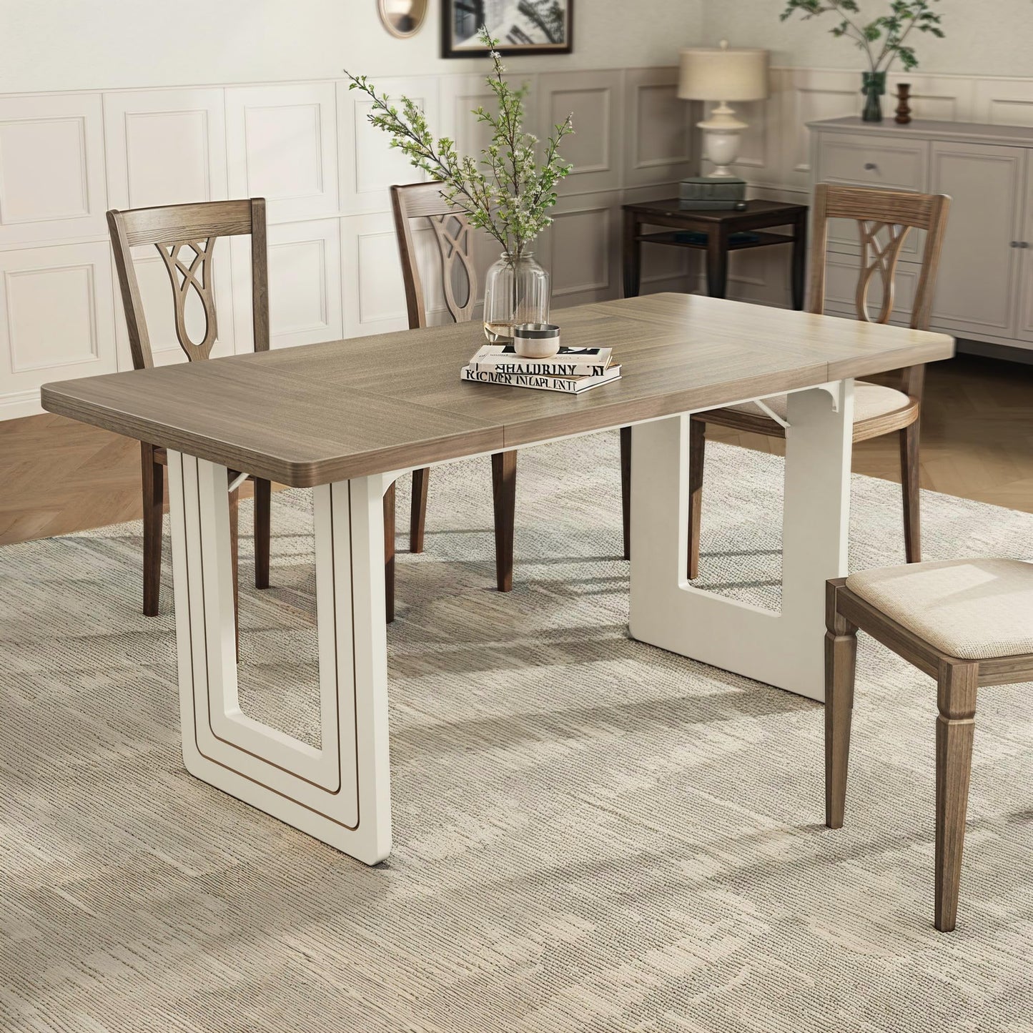 MARNUR 63" Modern Dinner Table for 6 People for Kitchen, Dining Room, Living Room