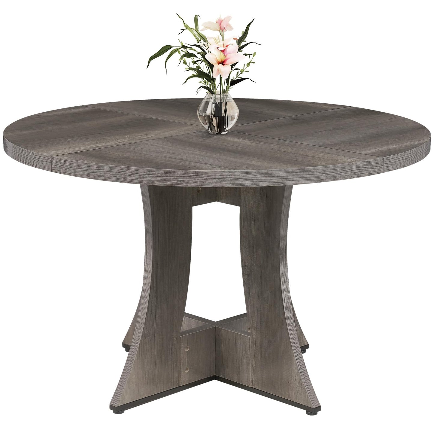 Round Dining Table for 4-6 Person, 47.24 Inch Kitchen Table Modern American Style, Wooden Dinner Room Table for Home Dining Room Kitchen Living Room, Gray (Only Table)