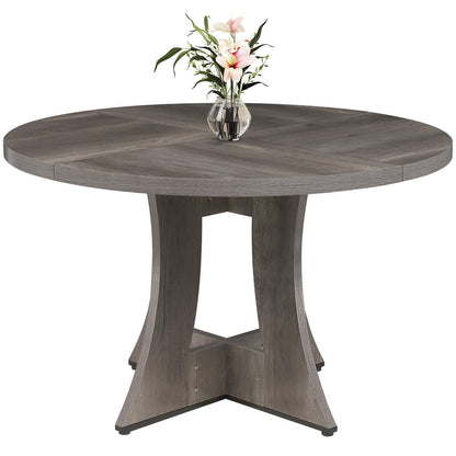 Round Dining Table for 4-6 Person, 47.24 Inch Kitchen Table Modern American Style, Wooden Dinner Room Table for Home Dining Room Kitchen Living Room, Gray (Only Table)